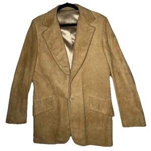 Vintage Cresco Suede Blazer Mens 40 Tan Retro Sport Coat Grandpa Made In USA - Picture 1 of 15