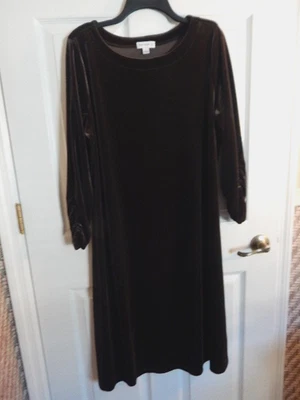 Susan Graver бархата качели платье w/рюш рукава (L) - Изображение 1 из 4