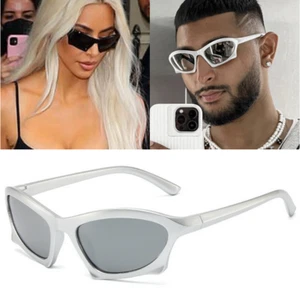 Cool Sport Trendy Wrap Around Fashion Y2K Bat Shades Rave Men Women Sunglasses - Picture 1 of 16