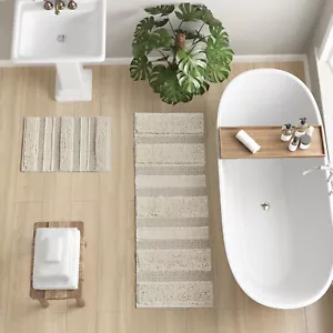 INK+IVY Bath Rug Hand-Woven Texture Shaggy Striped Soft & Water Absorbent, 20x32 - Picture 1 of 7