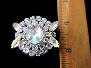Stunning Czech Vintage Style  Glass Rhinestone Button   Crystal Clear    A1