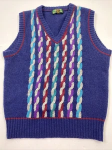 Colours by Alexander Julian Mens M Sweater Vest 100% Shetland Wool Grandpa Cable - Picture 1 of 20