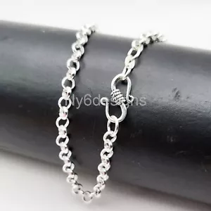 Collana in argento sterling 925 con ruote saldate Belcher 2,5 mm 4 mm 5 mm 7"-36" - Foto 1 di 18