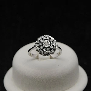 ANELLO VINTAGE IN ORO BIANCO 18 KT 750 BRILLANTI 0.67 CT NATURALI CERTIFICATO - Picture 1 of 5