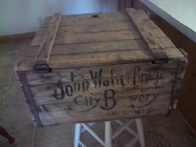 JOHN WALTER BEER PRE PRO 36 Bottle WOOD WOODEN CASE BOX Eau Claire Wisconsin #2 - Image 1 of 4
