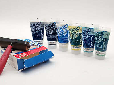 Speedball Block Printing Ink Lot With 4 Inch Soft Roller - USED - READ • 39.48€