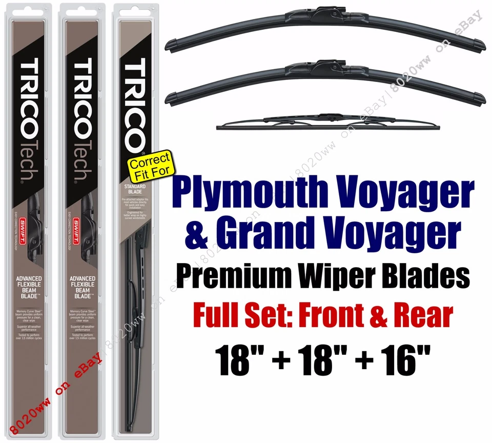 Limpiaparabrisas 3pk Premium - apto para 1984-90 Plymouth Voyager/Grand Voyager 19180x2/30160 Foto 1 de 1