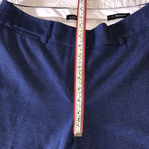 ANN TAYLOR LOFT SIZE 8 JULIE TROUSER NAVY BLUE LINEN BLEND FLAT FRONT RAW HEM - Picture 1 of 9