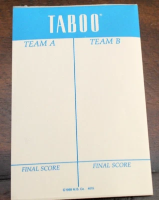 Vintage 1989 TABOO REPLACMENT PAD Milton Bradley Score Sheet - Image 1 of 2
