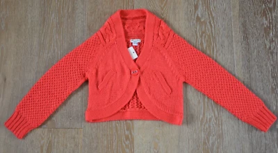 Cardigã Eliane et Lena Meninas Coral Vermelho Bolero Tamanho 10 Novo com etiquetas - Imagem 1 de 4