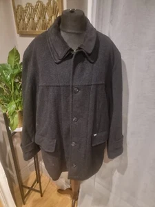 Cotton Traders Wool Blend Black Dark Grey Overcoat Coat Jacket - Sz L - Picture 1 of 20