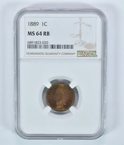 1889 Indian Head Cent MS64 RB NGC *7002 - Picture 1 of 3
