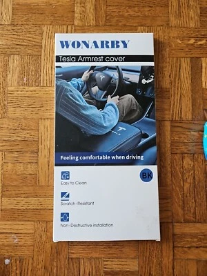 Tesla Modelo 3, Modelo Y - Apoyabrazos Cojín Consola Central Cubierta - Nuevo, Caja Dañada Foto 1 de 2