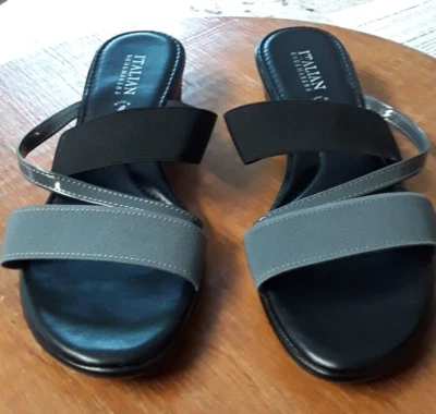 ZAPATILLAS ITALIANAS MUJER NEGRO/GRIS TEXTIL TOBOGANES/SANDALIAS TALLA 10 M COMO NUEVAS Foto 1 de 4