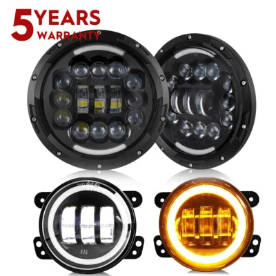 Faros LED redondos de 7 pulgadas para Kenworth T2000 Halo + Combo de luces antiniebla LED de 4 pulgadas Foto 1 de 4