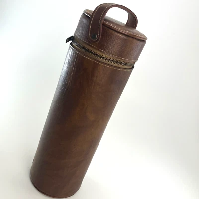 Vintage Wine Bottle Picnic Carry Case 1960s Leatherette Handle Red Velvet Lined - Image 1 of 4