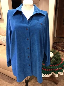 Sag Harbor Top Women 16W Royal Blue Faux Suede Moleskin Layering Shirt Pretty - Picture 1 of 5