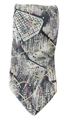 Corbata Enrico Guccini 100 % seda azul marino gris diseño clásico abstracto Foto 1 de 4