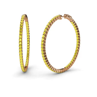 Yellow Sapphire Inside-Out Womens Hoop Earrings 2.50 ctw 14K Rose Gold JP:37612 - Image 1 of 4