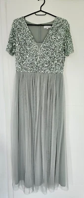 Abendkleid lang Abiballkleid  Brautmutter Brautjungfernkleid Gr 42 Mintgrün - Bild 1 von 4