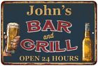 John&#39;s Green Bar and Grill Personalized Metal Sign Wall Decor 112180044031
