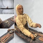 Inuit Eskimo Handmade Wood Stitched Skin Kayak Model Fisherman Boat Antique 