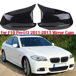 Carbon Fiber Side Wind Mirror Cover Caps For BMW 5-Series F10 F11 Pre-LCI 11-13 - Picture 1 of 12