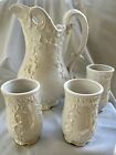 Vintage Napcoware Provincial Pitcher and Cups Set C 7500 White Ornate