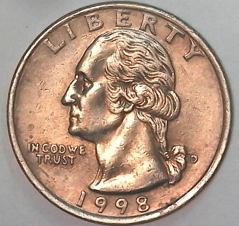 USA, quarter, circulated, 25 cents, coin with error on reverse, extra letter Cover