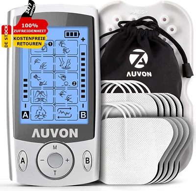 Auvon Tens Gerät Reizstromgerät 20 Trainingsprogramme Schmerzlinderung 10 Pads  - Bild 1 von 4