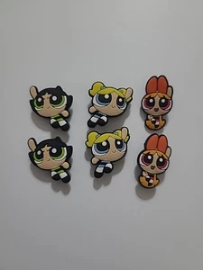 Power Puff Girls Rubber Shoe Charms For Crocs Cupcake Toppers 6 Pc - Picture 1 of 4