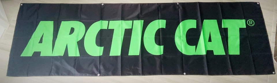 ARCTIC CAT 3x10ft FLAG BANNER DRAPEAU SNOWMOBILE MAN CAVE GARAGE - Image 1 of 1