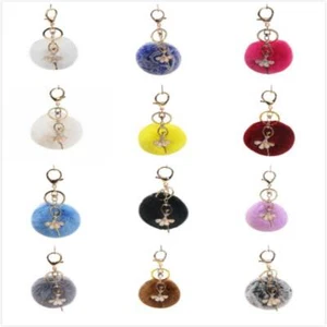 Women Fashion Cute Angel Fur Ball Keychain Handbag Key Ring Gift R - Picture 1 of 21