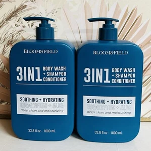 2-Pack Bloom & Field ~ Eucalyptus & Aloe Hydrating 3-in-1 Wash for Men 33.8 oz - Picture 1 of 2