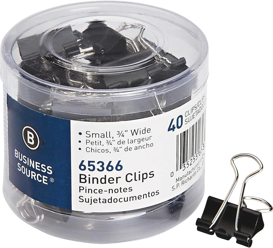 Clips de carpeta Business Source 65366, pequeños, negros Foto 1 de 1