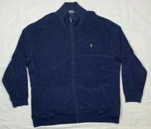 Vtg Polo Ralph Lauren Big Tall Mens Track Jacket 2XB Full Zip Terry Cloth D2 - Picture 1 of 8