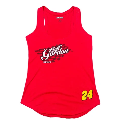 Nascar Jeff Gordon Tank Top Womens Size Medium M Red #24 Logo T Shirt Cover
