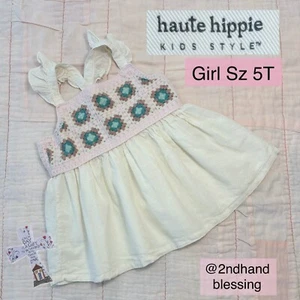 Haute Hippie Boho Top, Girl Sz 5T, Ruffled Strap Cami, Off White Pink Green Teal - Picture 1 of 14