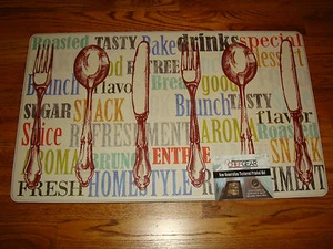 Anti Fatigue Memory Foam Chef Kitchen Mat Rug 18x30 SILVERWARE Brunch DRINKS ! - Picture 1 of 1