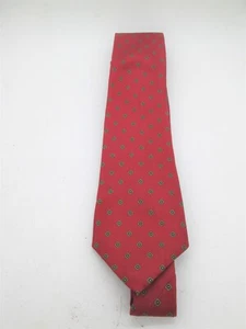 Vintage Christian Dior Designer Neck Tie Made in USA Silk Red W/ Dotted Squares - Picture 1 of 2