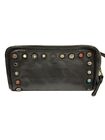 CAMPOMAGGI Women's Long Wallet Leather Black Studded