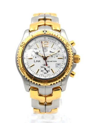 MENS TAG HEUER LINK CHRONOGRAPH STAINLESS STEEL 18K YELLOW GOLD WRISTWATCH - Image 1 of 4