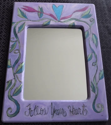 Sticks Sarah Grant Art Painted Wood Wall Mirror "Follow Your Heart" - Image 1 of 4