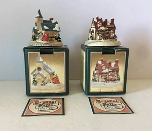 2 VIN Crystal Falls Village House Collection 1992 Iglesia Tienda de Juguetes Navidad - Imagen 1 de 2