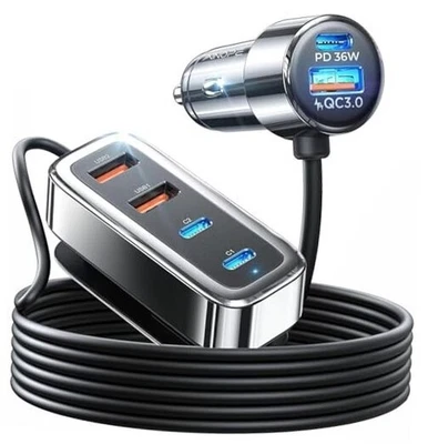  108W USB C Autoladegerät mit 6 Schnellladeanschlüssen, Road Trip Essentials  - Bild 1 von 4