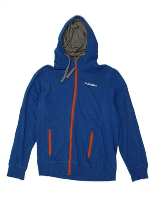 Suéter com capuz DIADORA masculino com zíper azul médio algodão AD12 - Imagem 1 de 3