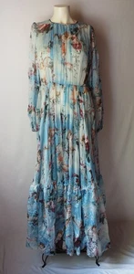 Yi MaiMai Made In Italy 100% Seide Transparent Jumpsuit Weites Rüschenbein Engel Print 40 - Bild 1 von 8