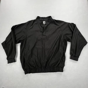 FootJoy Jacke Herren Large schwarz Golf Windbreaker Pullover elastischer Saum Druckknopfausschnitt - Bild 1 von 12