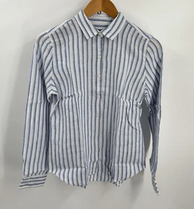 UNTUCKit Wehlen Shirt Womens 4 Linen Striped Button Up Long Sleeve Casual Office - Picture 1 of 9