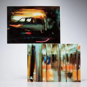 Abstracted Photographs 8.25" by 6" Mounted on Metal Signed Африка 2000 Set of 2 - Picture 1 of 4